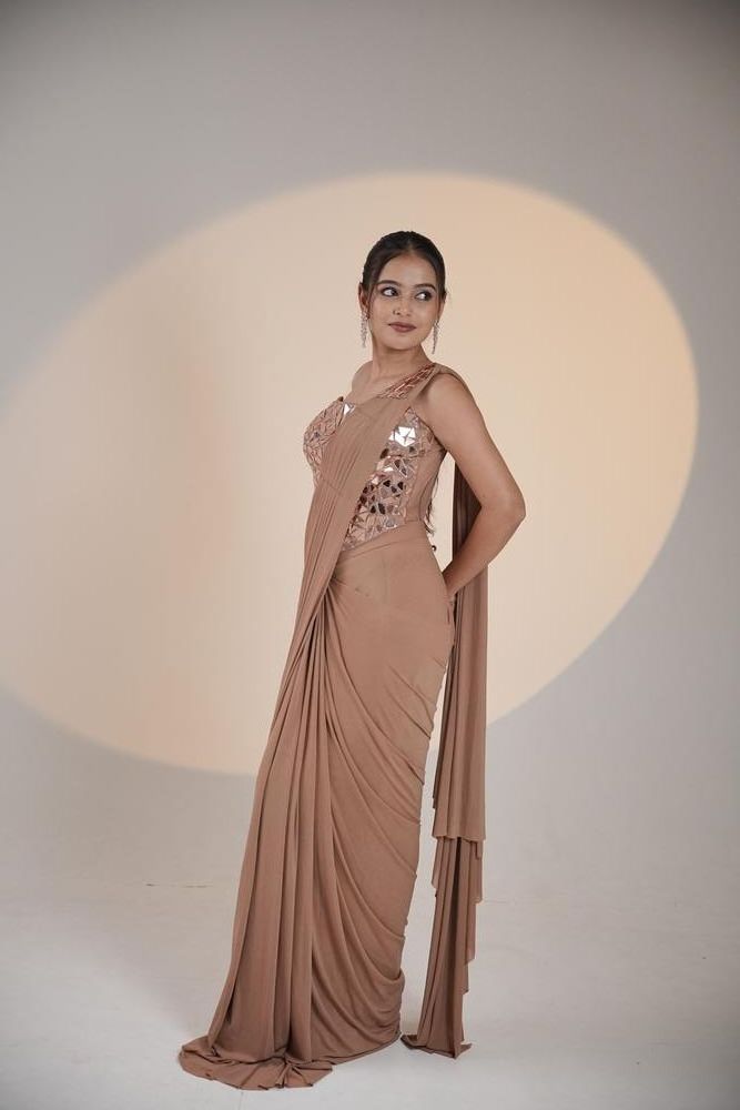 Pink Blush Drape Saree view 4